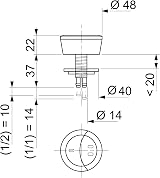 Wirquin M19368 Dual Push Button for MW2 Toilet Flushing Button Circular view 2