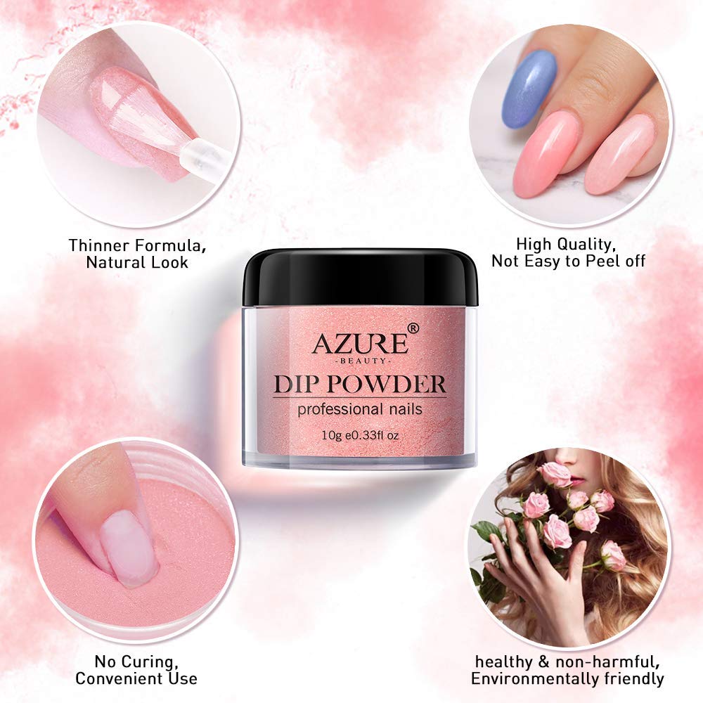 Dip Powder Nails Color Set With 10 PCS Dip Powders Nails No Nail Lamp Needed for French Nail Manicure Nail Art: Beauty