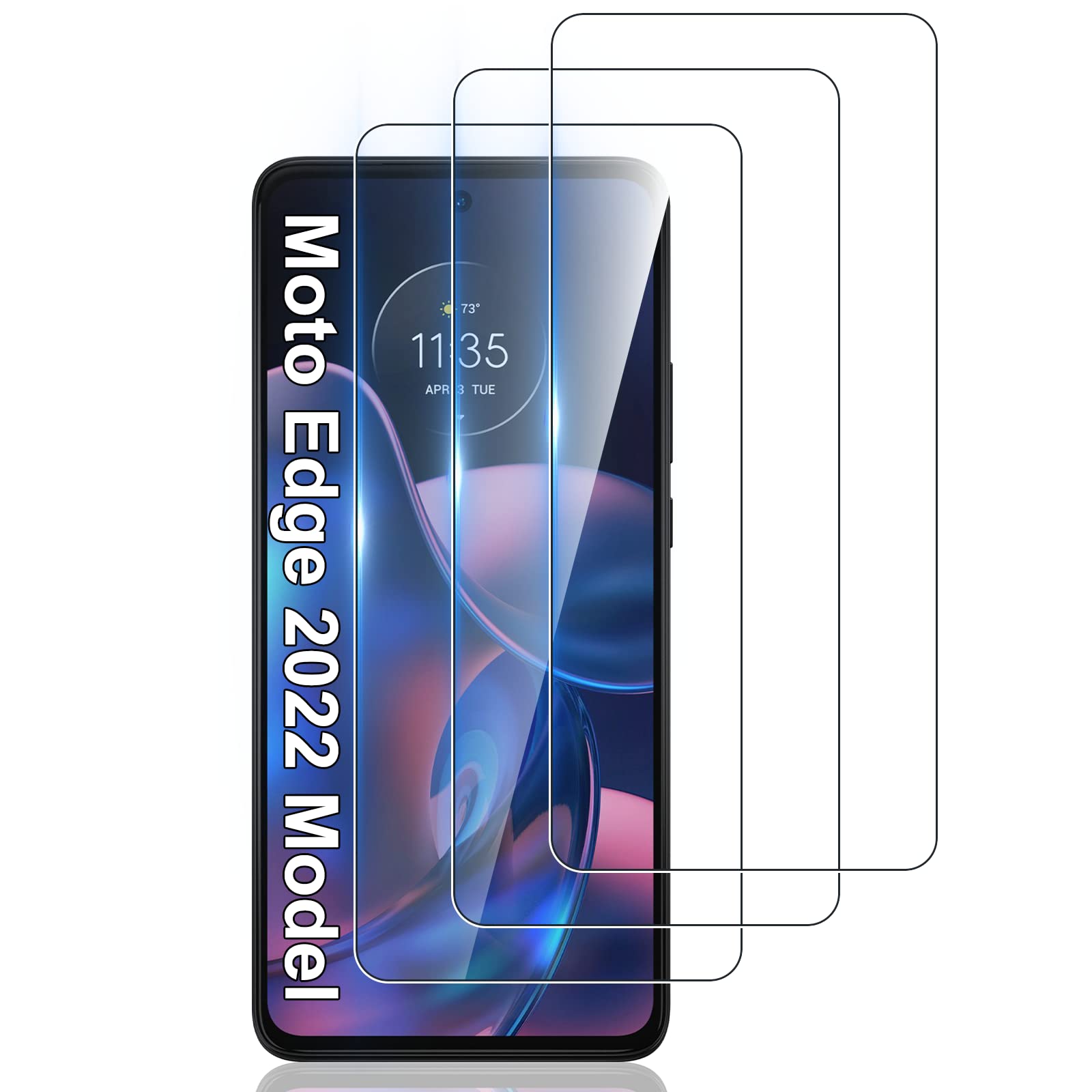 LYWHL 3 Pack for Motorola Moto Edge [2022 Model Only] Screen Protector, HD Clear Tempered Glass 9H Hardness Film for Moto Edge 5G UW, Case Friendly Bubble Free Anti Scratch - Transparent