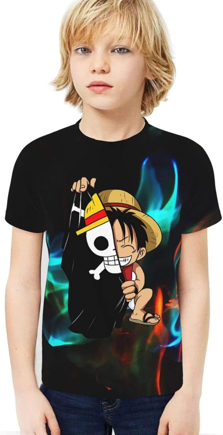 Amazon.com: One Piece Anime Boy's Unique T-Shirts 3D Youth T-Shirt for