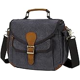 peacechaos Camera Case Crossbody Shoulder Messenger Bag, Vintage DSLR/SLR/Mirrorless Photography Camera Bag with Canon/Nikon/Sony (Black)