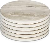 LIFVER Coasters for Drinks Absorbent 6 Pcs Marble Style Cork Backing