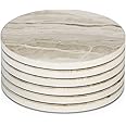 LIFVER Coasters Set of 6, Absorbent Drink Coasters with Holder, Marble Style Ceramic Stone Coaster for Drink Tabletop Protection, Modern Coasters Ideal for Home Decor Coffee Table House Warming Gifts