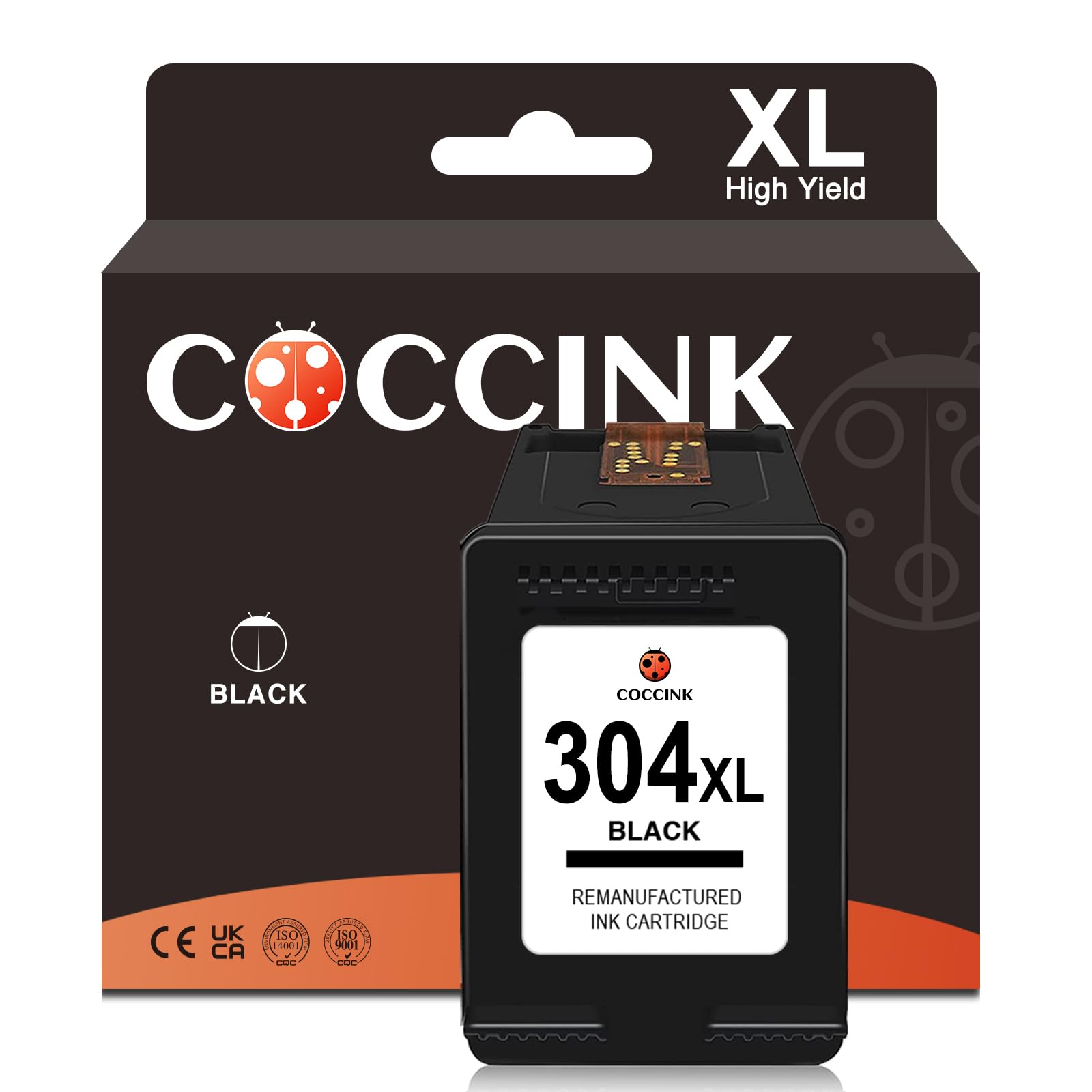COCCINK 304XL Black Ink Cartridges Replacement for Deskjet 2600 2630 2620 Envy 5030 5032 5010 5020 5000 DeskJet 3760 3762 2622 2632 2633 3700 3720 3750 for HP 304 XL Black Printer Ink Cartridges