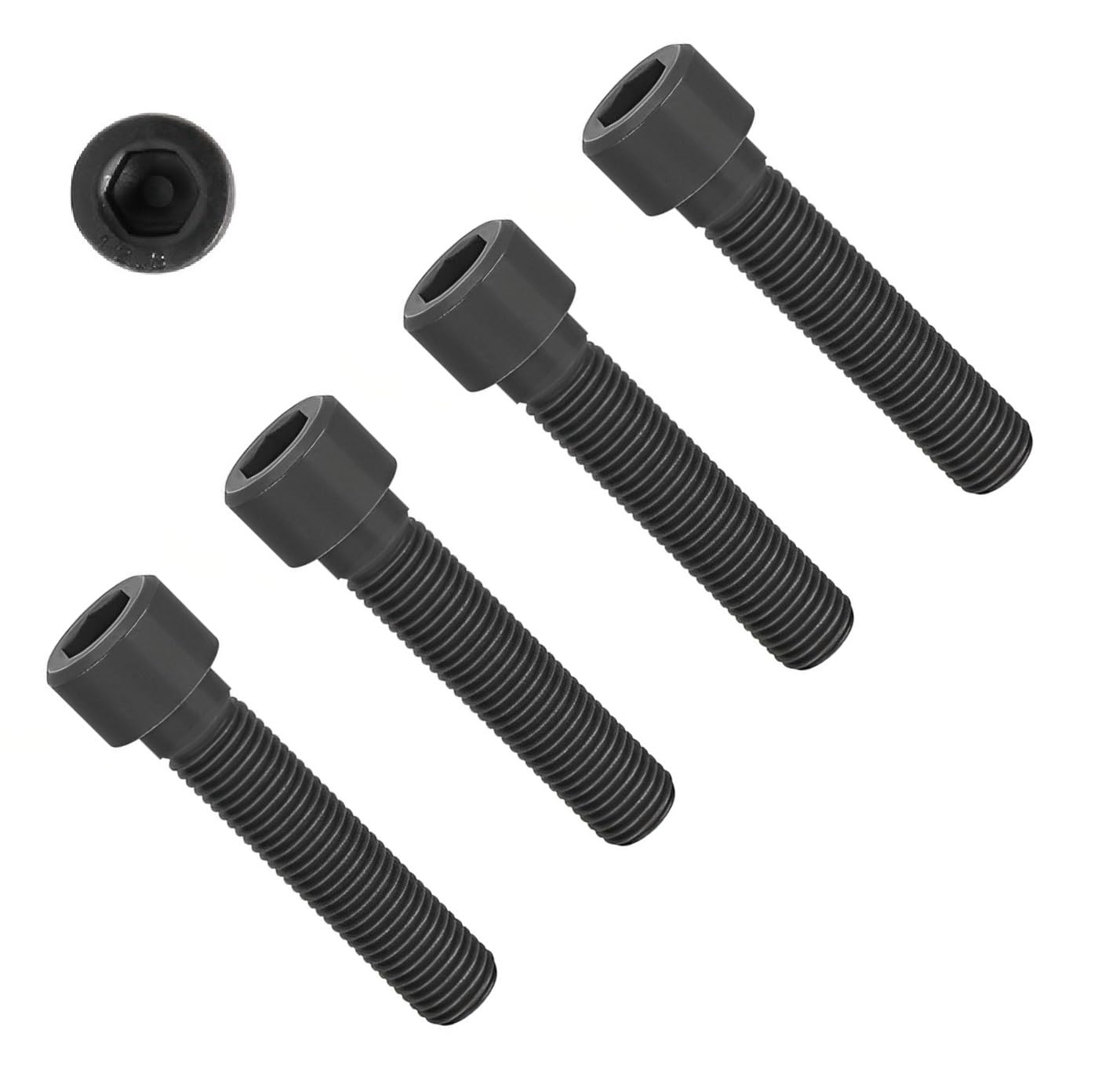 TERF® M12 X 25mm Hex Socket Cap Head Machine Screws Self Colour Black High Tensile Grade 12.9 Machine Screw M12 (12mm) X 25mm Allen Key Hexagonal Socket Bolts - Pack of 4