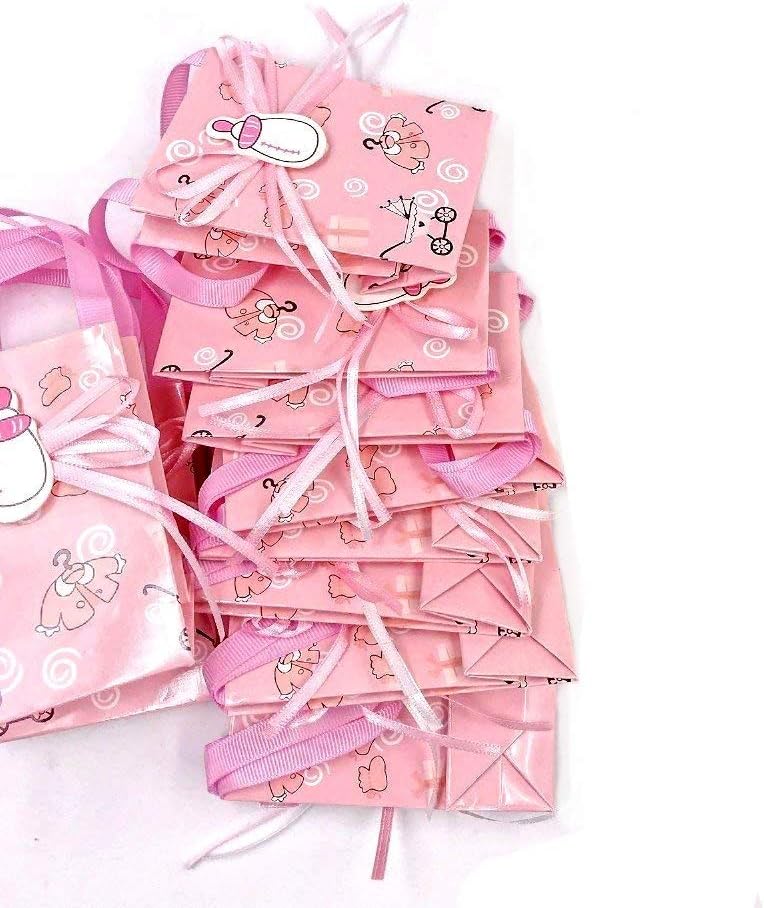 JZK 24 x Pink Confetti Sachets Confetti Bags Wedding Favour Place Cards for Christening Birth Communion Birthday Girl Girl - Image 5