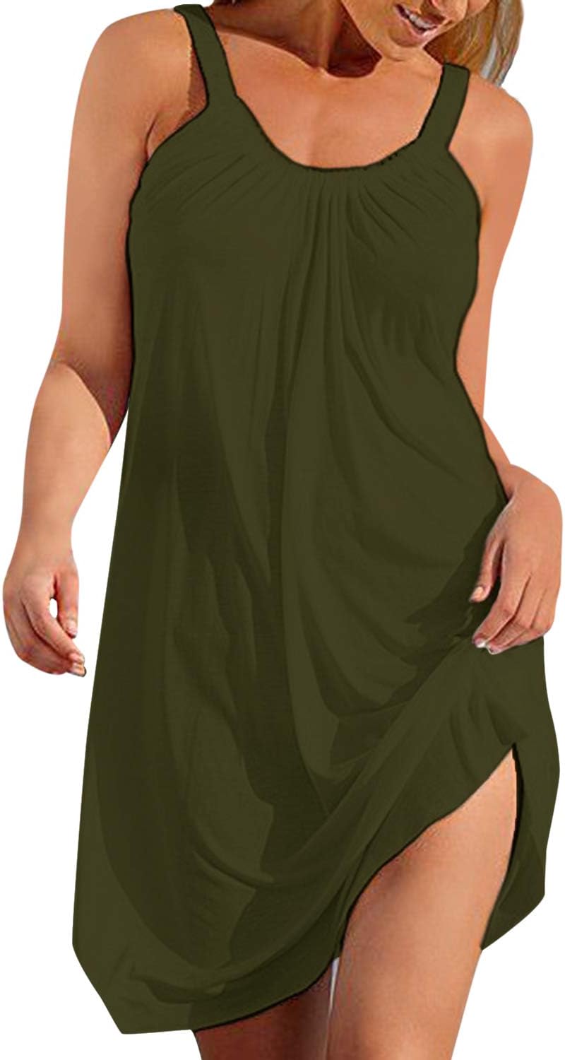 Women Sleeveless Beach Dress Bikini Swimsuit Cover Up Summer Beachwear Mini Strappy Dresses