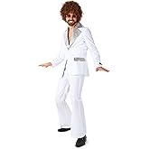 Suitmeister Men's Disco Costume Suit - Saturday Night Fever Outfit - Slim Fit - Including Blazer and Flare Pants - White