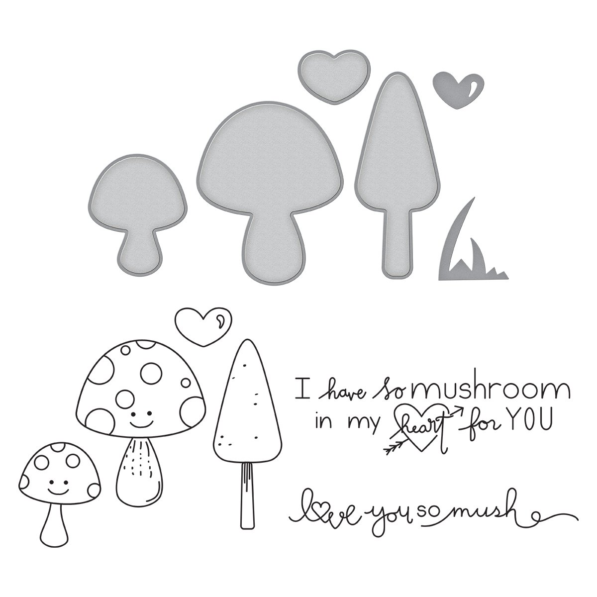 Spellbinders Getting All Mushy Stamp and Die Set, Metal, Multi-Colour, 23.5 x 14.8 x 0.6 cm