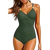 Tempt Me Womens One Piece Swimsuit - Tummy Control Bathing Suit V Neck Metal Twist Front 2025 Swimwear