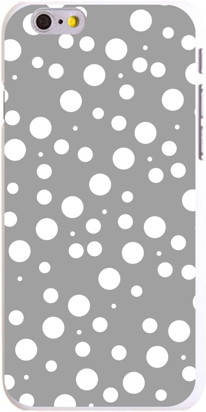 DistinctInk Case for iPhone 6 / 6S (NOT Plus) - Custom Ultra Slim Thin Hard White Plastic Cover - Grey White Bubbles Polka Dots - Polka Dot Pattern