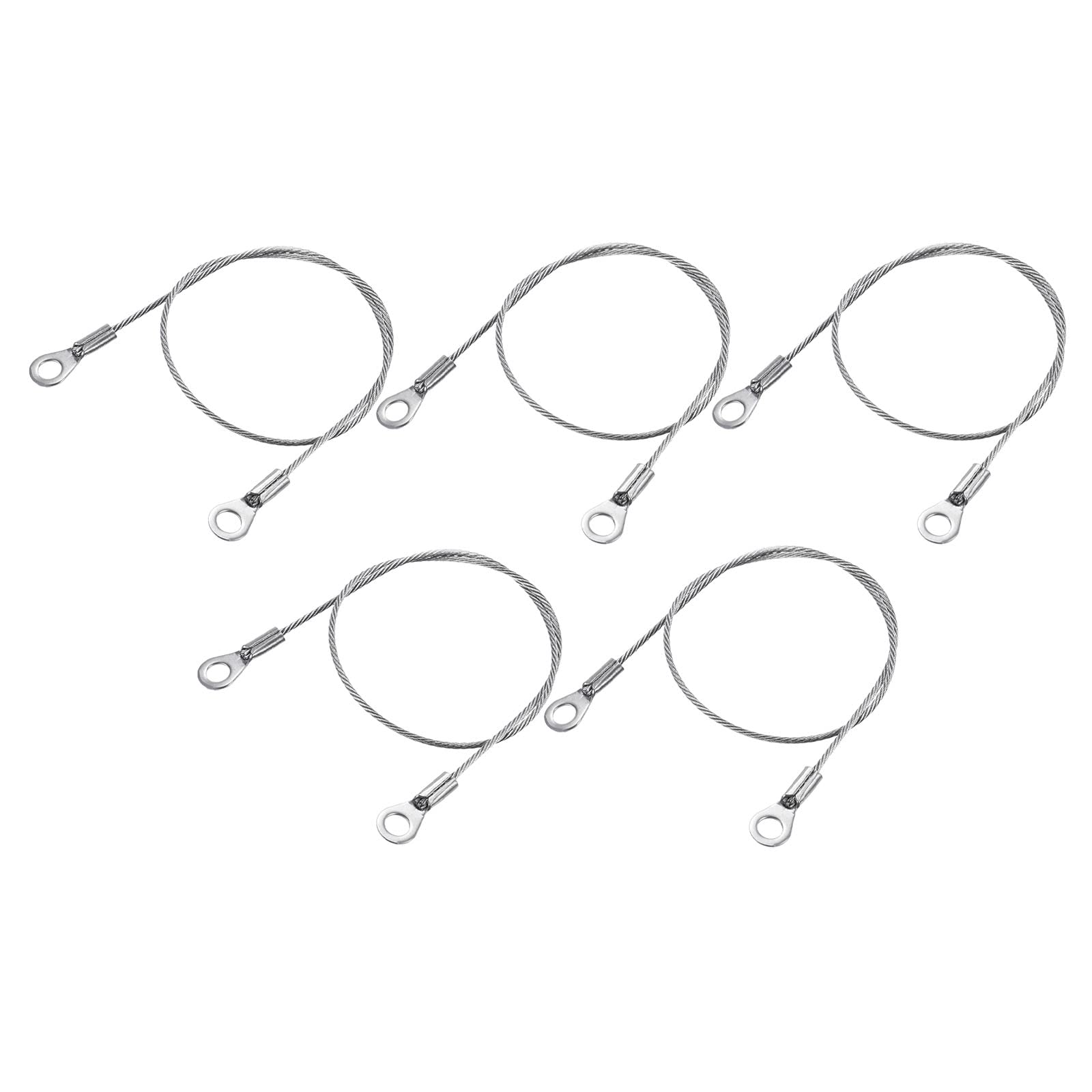 M METERXITY 1.5mmx30cm Lanyard Security Cable Ropes 10pcs, Apply to Outdoors (304 Stainless Steel, Silver)