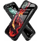 KWSAAHU Compatible with iPhone 15 Case Anti Slip Shockproof Hard PC Back Soft TPU Prevention Protective Case, Unique Design Fashion Print for Men Women - A Fiery Dragon