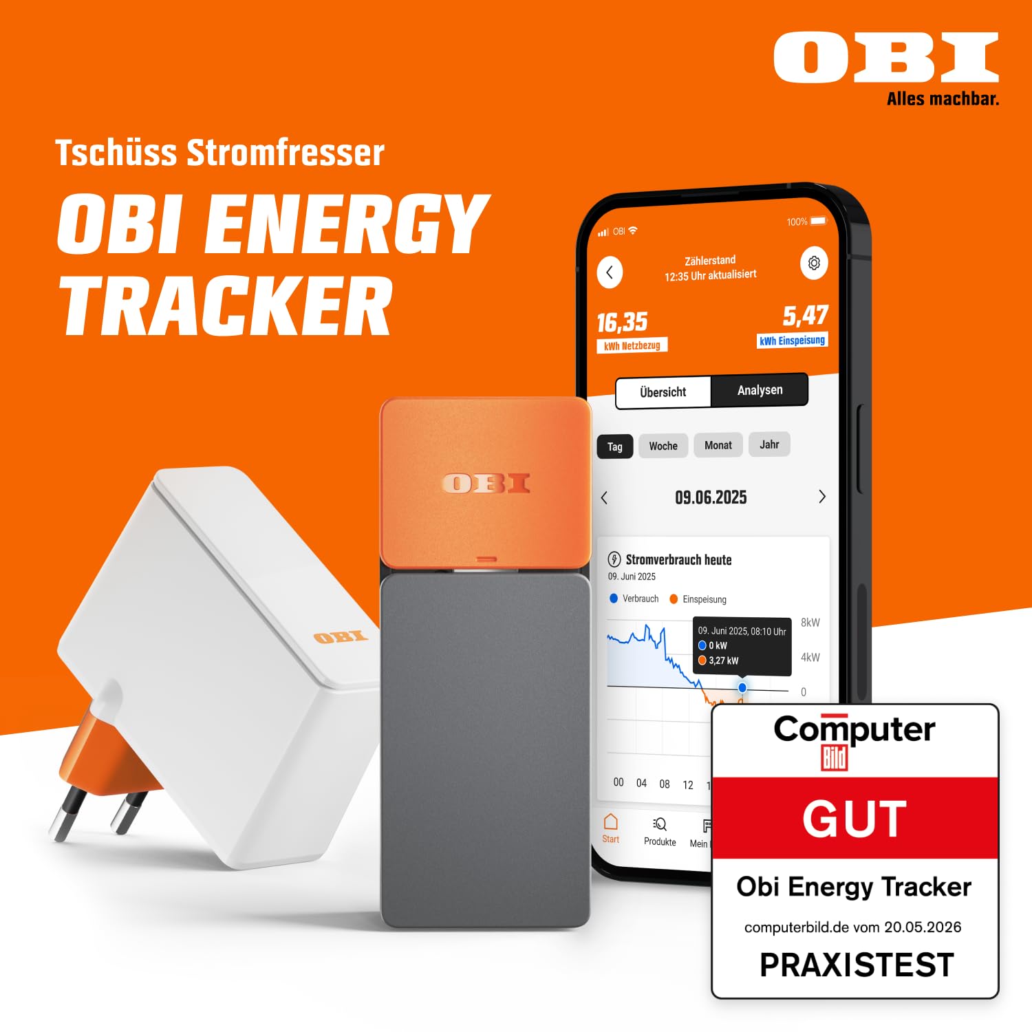 OBI ENERGY TRACKER - Smarter Stromzähler Ausleser | Strommessgerät & Stromverbrauchsmesser mit App | Energiemessgerät 2