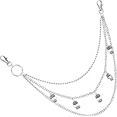 Pants Chain for Men&Women, Pants Chains for Jeans, Hip Hop Pant Chain Belt, Punk Multi-Layer Heavy Duty Skull ChainBelt for Biker (Silver)