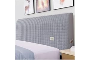 A.B Crew Stretchy Removable Bed Headboard Cover with Side Pockets Bed Headboard Slipcover Bed Head Cover Bed Headboard Protector for Bedroom Decoration Gray, Queen