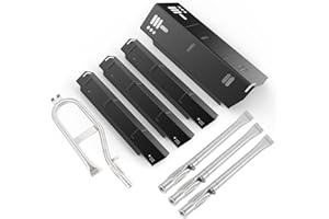 Barbqtime 4 Burner Grill Replacement Parts for Dyna-Glo DGH450CRP DGH450CRP-D DGH450CRN DGH450CRN-D DGH451CRP DGH451CRP-D, Porcelain Steel Grill Heat Tent Plates and Stainless Steel Burner Tube Kit