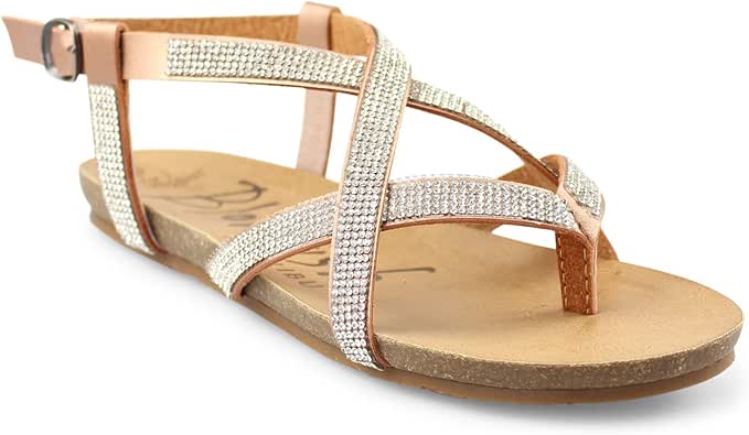 Amazon.com | Blowfish Women's Granola-D Sandal, Rose Gold Milano/Rhinestone Pixel Beads | Flats