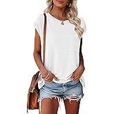 MEROKEETY Women's 2026 Summer Cap Sleeve Tops Business Dressy Loose Basic T Shirts Blouse Fashion Outfits Trendy Clothes