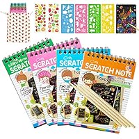 Scratch Art Notebooks, Rainbow Scratch Art Papers for Kids Arts and Crafts, 4PCS Rainbow Scratch Art Notebooks and 4 Wooden Styluses, Cute Unique Gift Idea for Kids, Girls, Boys, Women, or Anyone!