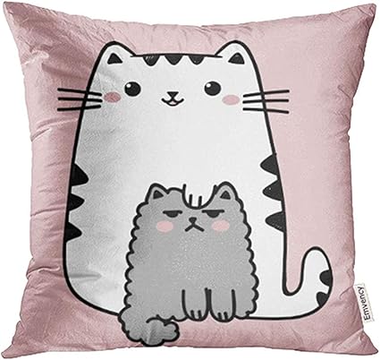 Dora Will Couvre Oreillers De Cas Kawaii En Colere Mignon Gros Chat Blanc Rose Style Anime Animal Noir Personnage De Dessin Anime Dessiner Coussin De Couverture Amazon Fr Cuisine Maison
