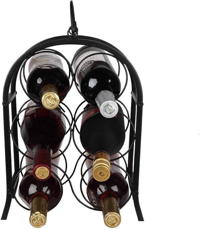 XSZ 6 Bottles Metal Arched Wine Rack Free Standing Floor