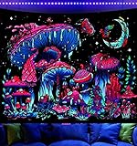 Blacklight Mushroom Tapestry Glow in the Dark