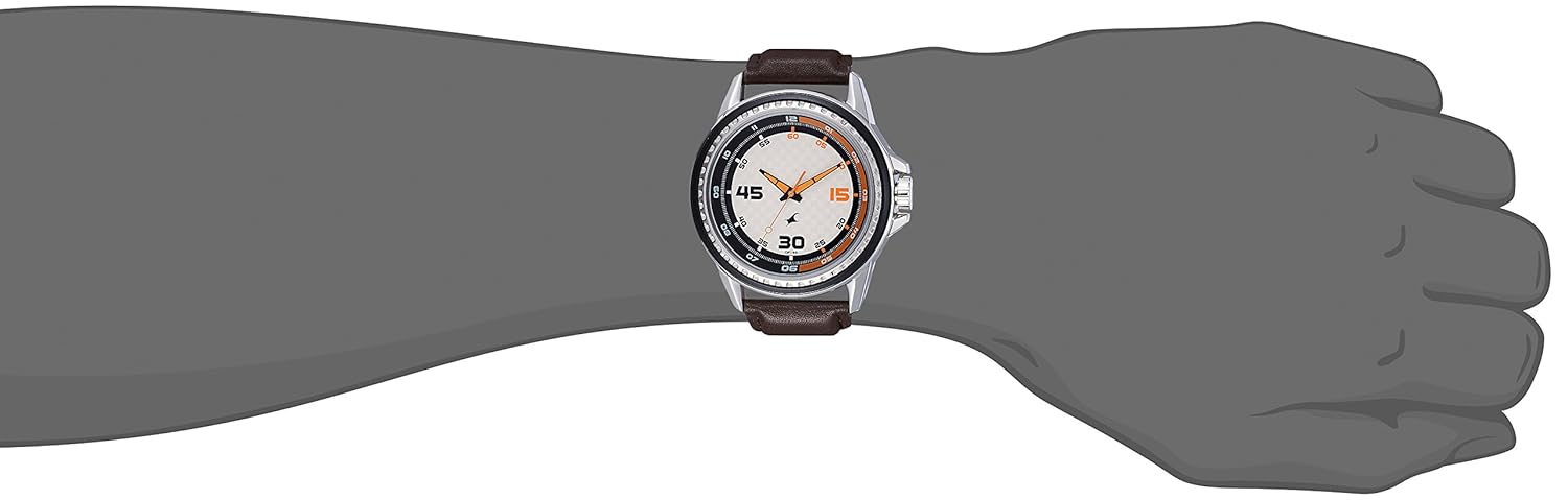 fastrack analog silver dial men's watch-nk3142sl02