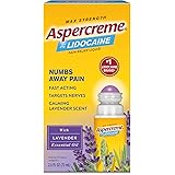 Aspercreme Essential Oils Lidocaine Pain Relief With Lavender Roll-On No Mess Applicator 2.5 oz.
