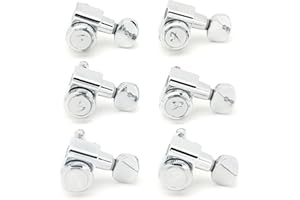 Fender Deluxe Locking Staggered Guitar Tuners, Vintage Buttons, Chrome