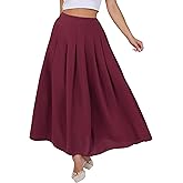 ANRABESS Women A-Line Pleated High Waist Maxi Skirt Full Ankle Length Flowy Swing Elegant Dressy Casual Work Long Skirts