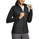baleaf Women's Running Jacket Winter Lightweight Water Resistant Puffer Coat Fall Cold Weather Hiking Zip Pockets