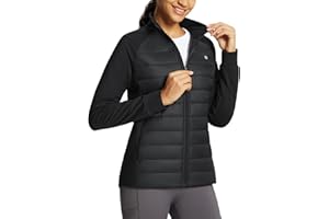 baleaf Women's Running Jacket Winter Lightweight Water Resistant Puffer Coat Fall Cold Weather Hiking Zip Pockets