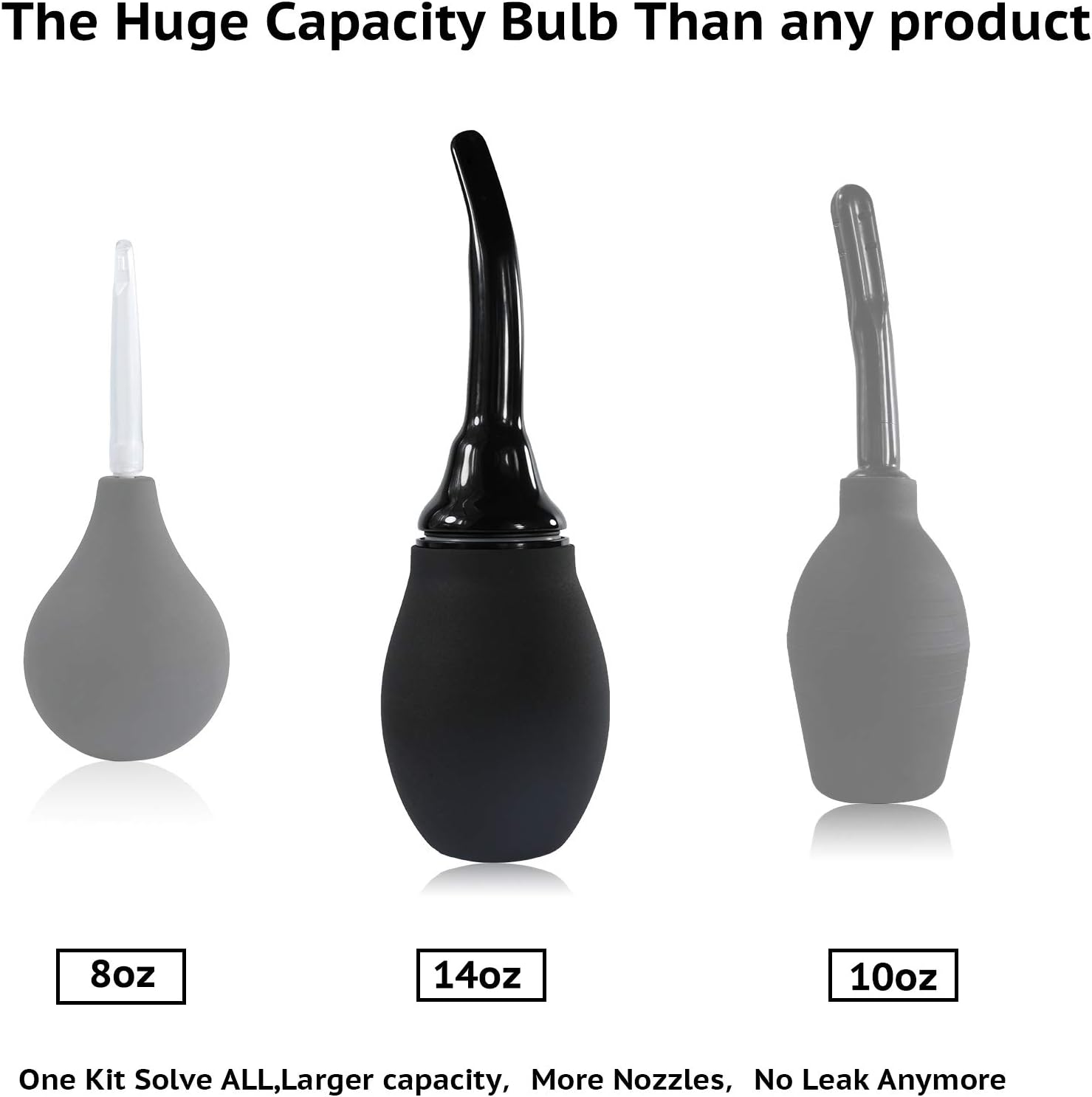 TopQuaFocus 420ml Enema Bulb Kit - Large Anal Douche Bulb, Colon Irrigation Enemas for Man Woman (Black), 420 ml - Black - Image 4