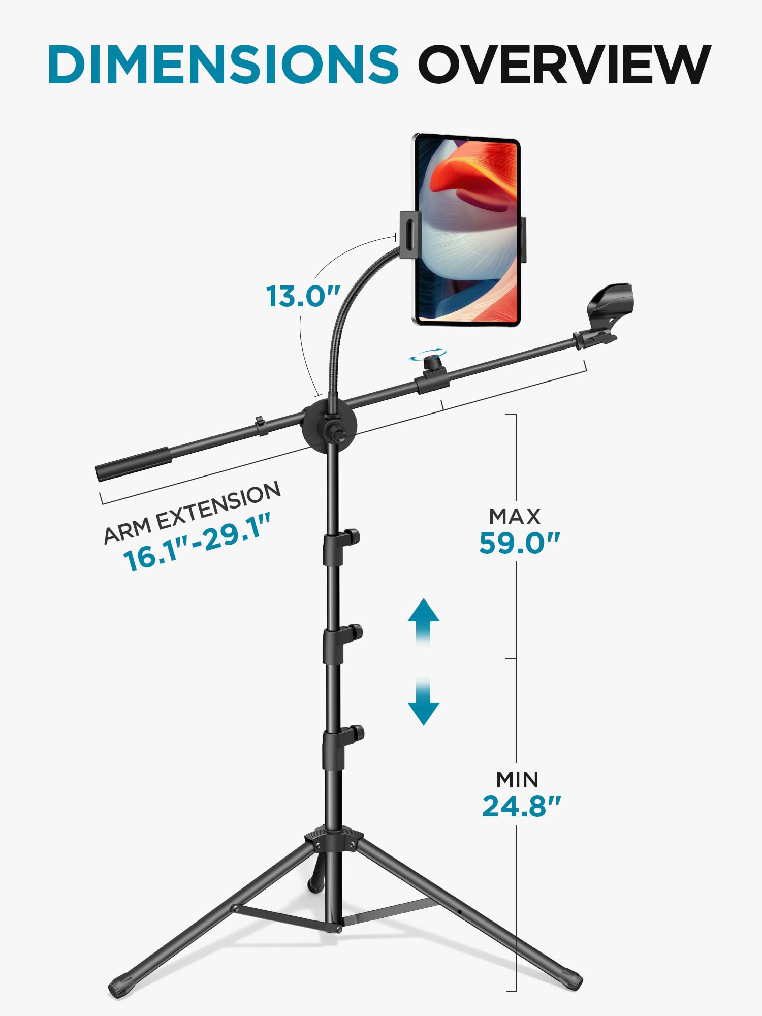 InnoGear Mic Stand, 6 in 1 Microphone Stand Floor with Tablet Phone Holder Height Adjustable from 30