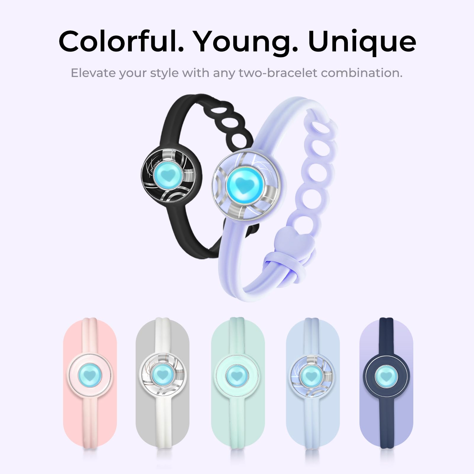TOTWOO Long Distance Touch Bracelets, Light up & Vibration for Love - Pair of Bracelets Long Distance Relationship Gifts for Girlfriend, Mother-Daughter, Sisters Bluetooth APP Set Up Pairing Jewelry