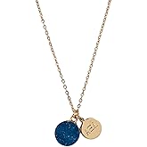Sorority Shop AXD Necklace - Alpha Xi Delta Blue Druzy Gemstone Necklace With Engraved Pendant – 14k Gold Dipped Jewelry with Blue Gemstone – Sorority Gift, Charm Paraphernalia