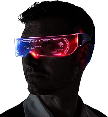 safebao led light up glasses for adult with 7 colors and 4 modes rechargeable futuristic style glasses