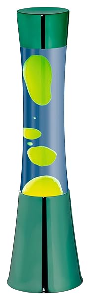 DBLV® Große Lavalampe Metall GRÜN GELB BLAU Glas 40cm Design