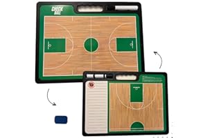 Check Ball Basketball Coaching Board | Double-Sided Premium Dry Erase Clipboard with Full & Half Court (16.5 X 12.5) & Pocket Size Eraser