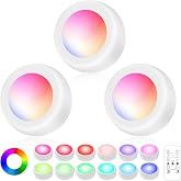 Brighter 3-Pack Puck Lights With Remote – 16 Colors, Dimmable, Battery-Powered, Stick-On Under Cabinet Lighting