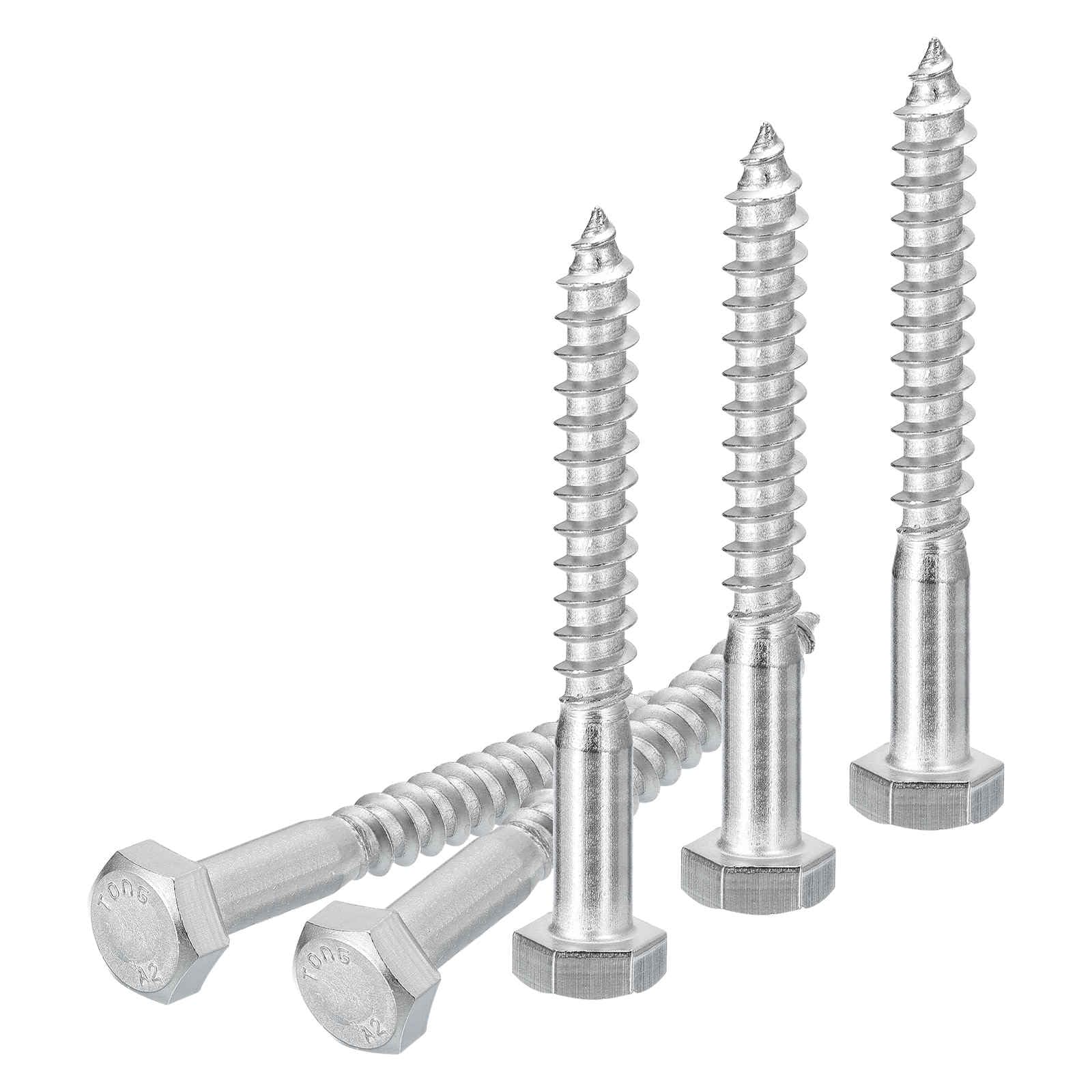 DTGN M8x75mm Hex Lag Bolts -10 Pack - for Woodworking, Furniture - 304 Stainless Steel Partial Thread Hexagon Head Lag Screws for Wood - Silver