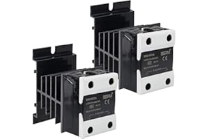 SHUTAO 2Set Solid State Relay SSR-60DA 60A DC to AC Module 3-32VDC / 24-480VAC with Black Heat Sink DC Control AC Protector for PID Thermostat Temperature Controller