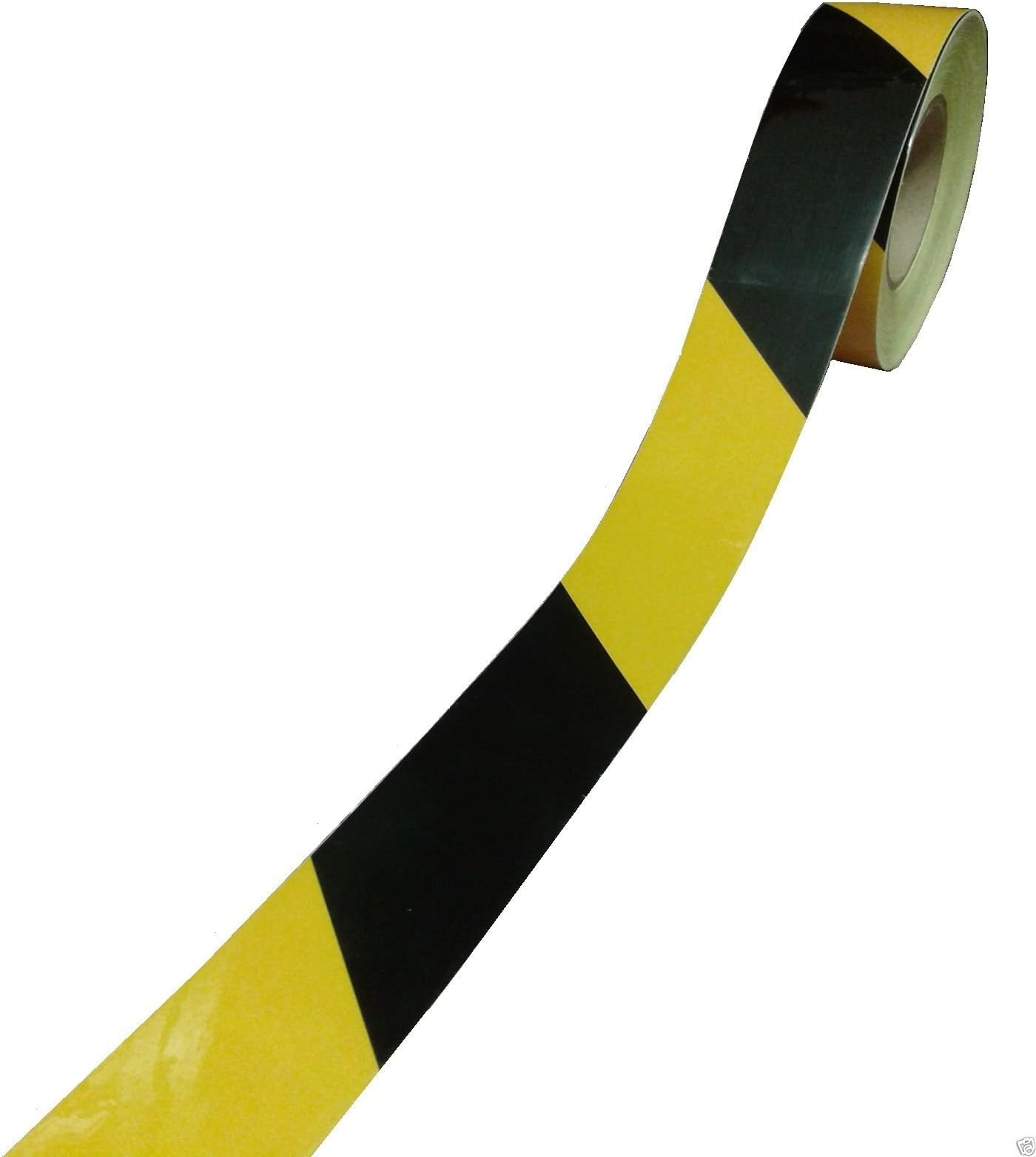 2M X 50MM BLACK/YELLOW REFLECTIVE CHEVRON HAZARD WARNING TAPE STICKY BACK VINYL