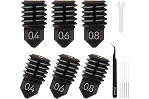 Redrex Hardened Steel High Flow Nozzle Kit,0.4mm 0.6mm 0.8mm with Cleaning Needle 3D Printer Extruder Nozzles High Speed Print Head for Bambu Lab X1,Lab P1P,Lab P1S,Lab P1S Carbon