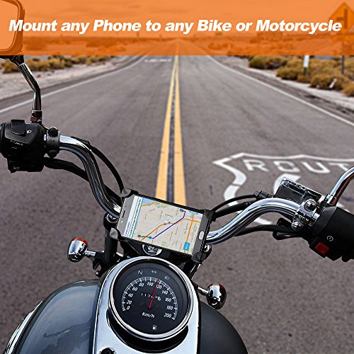 Yoassi Bike & Motorcycle Phone Mount, with Shock-Absorbing Pad & Four Slide-Proof Clamps, Universal Holder for Motorcycle/Bike Handlebars, Fits iPhone Samsung Galaxy GPS - any iOS Android Smartphone