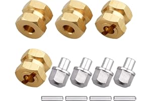 4PCS CrazyHobby Brass RC 12mm Wheel Hubs Extensions Wheel Spacers Hex Drive Adapter for 1/10 RC Crawler Axial SCX10 & SCX10 II 90046 D90 (12mm)