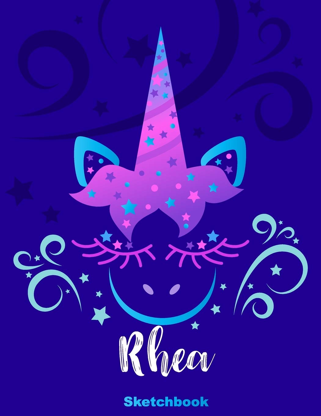 Rhea Sketchbook Pink Unicorn Personalized First Name Sketch Book For Drawing Sketching Journaling Doodling And Making Notes Cute And Trendy Fun Kids Teens Children Art Hobby Diary Simple Gifts For Any