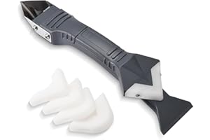 Toolzilla Saker Silicone Caulking Tools - 3 in 1 Caulking Tool Kit-Sealant Finishing Tool-Easy Caulking Finisher Set - Caulk Scraper Grout Remover Tool For Kitchen, Bathroom, Floor, Tank, Window, Sink