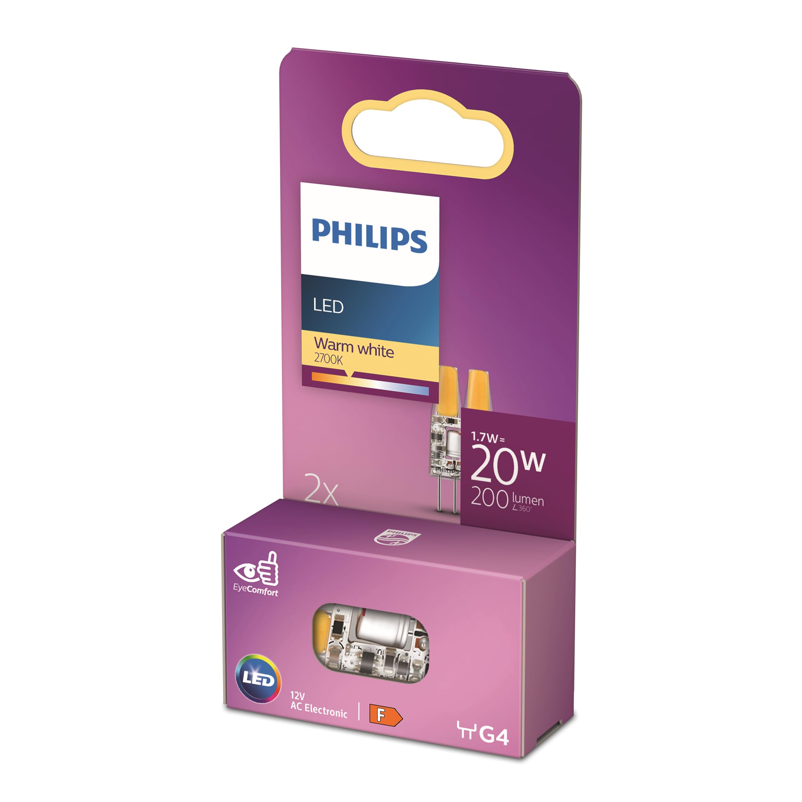 Philips LED Capsule 20W Capsule G4 x2 2700K 200lm 15000h